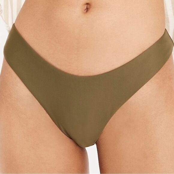 J‎ Crew Curved Waist Cheeky Bikini Bottom Size Small Green - Picture 4 of 8